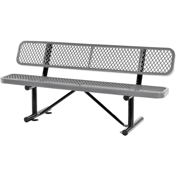 Global Industrial 72L Expanded Metal Mesh Bench w/Back Rest, Gray 277154GY - main